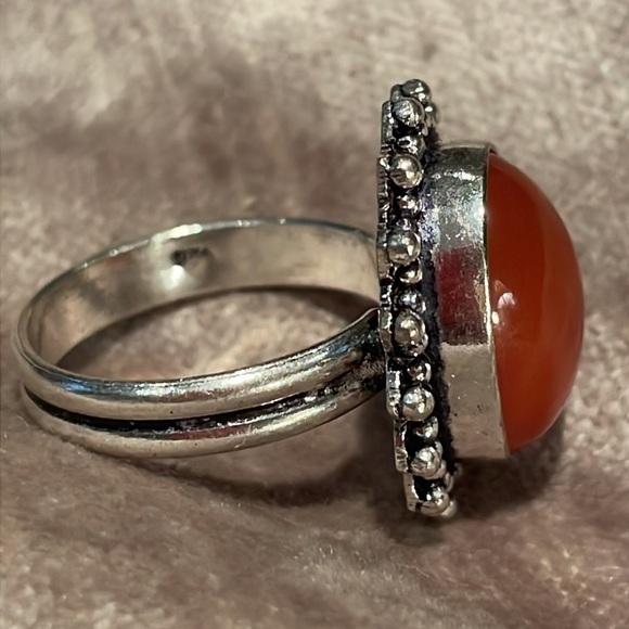 Carnelian Silver Oval Ring Size 8 - Picture 5 of 5
